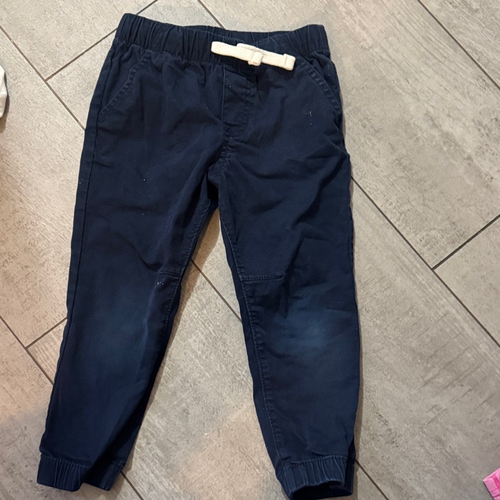 Cat & Jack Navy Joggers with Cream Accent